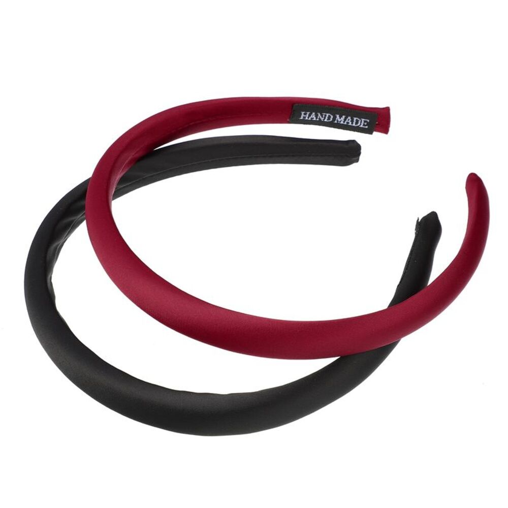2 Pcs Solid Simple Silk Anti Slip Headbands Red Black